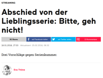 Abschied von der Lieblingsserie: Bitte, geh nicht!